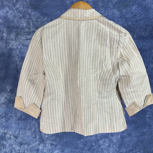 Emma James Beige & White Striped Jacket Sz 4P - Picture 2 of 4